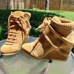 ZARA Wedge Heeled Sneaker/Boot (Camel Suede)